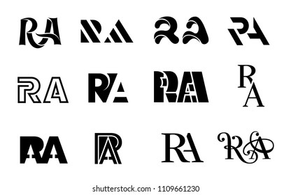 Letter R and A monogram logo set. Simple illustration of letter R and A monogram logo vector icons for web or print design