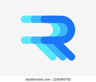 Letter R Monogram Modern Motion Effect Dynamic Movement Speed Rush Dash Colorful Vector Logo Design