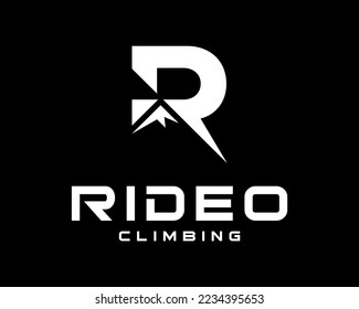 Letter R Monogram Mountain Peak Top Alpine Climbing Outdoor Sport Abstract Vector Logo Design