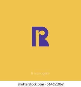 The letter R in the monogram on a yellow background.