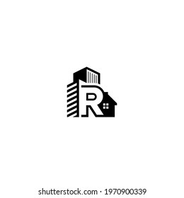 Letter R monogram real estate logo design vector