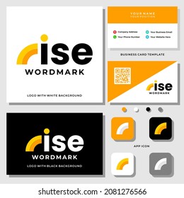 Letter r monogram rising sun logo design with business card template.