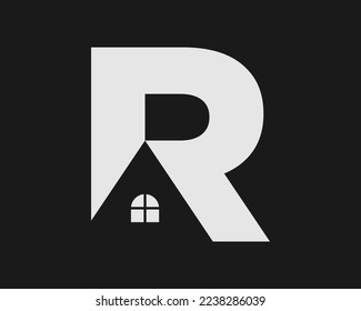 Letter R Monogram Roof Rooftop Roofer Window House Home Building Structure Icon Vector Logo Design