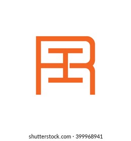 letter R and I monogram square shape logo orange
