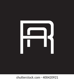 letter R and A monogram square shape logo white black background