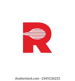 letter r motion rocket symbol logo vector 