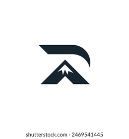 Letra R y diseño de logotipo de montaña