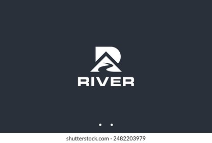 letter r with mountain logo design vector silhouette illustration