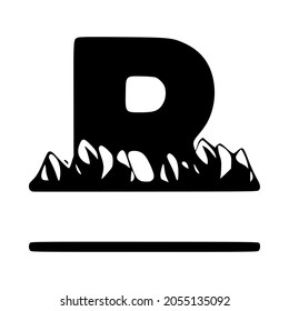 Letter r and mountain personalized monogram. Vector logo, emblems or initial design.