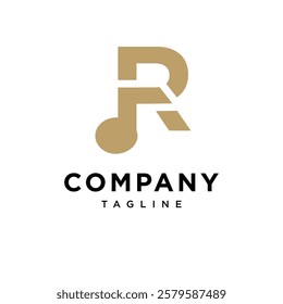 Letter R Music Note Logo Icon Vector