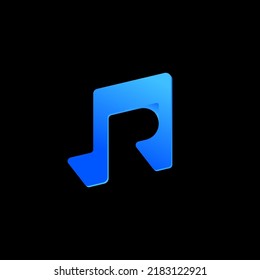 letter R musical note logo template