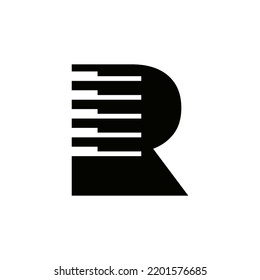 Letter R Musician Symbol, Piano Logo Icon Vector Template On White Background