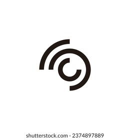 Letter r, n, G curves geometric symbol simple logo vector