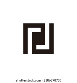 Letter r, N and J square, outline geometric symbol simple logo vector