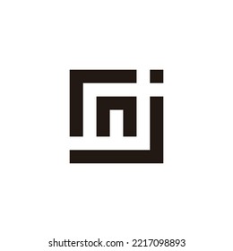 Letter r, n and j square geometric symbol simple logo vector