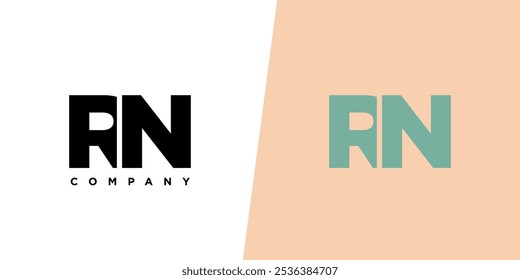 Letra R y N, Plantilla de diseño de logotipo RN. Logotipo inicial basado en monograma mínimo.