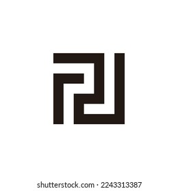 Letter r  and N square, unique geometric symbol simple logo vector