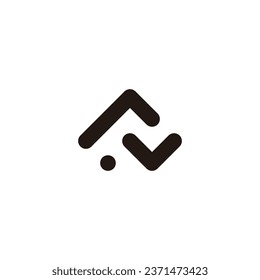 Letter r, N and v curve squares geometric symbol simple logo vector