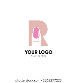 Letter R Nail Art Logo Design Vector Icon Graphic Emblem Illustration