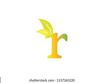 letter R nature with leaf logo vector