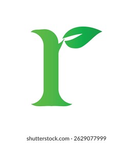 letter r with nature leaf logo design	