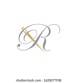 Letter R With Needle Logo Design Template