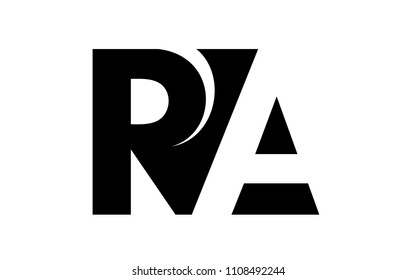 Letter R and A negative positive join to counterform logo. Simple illustration of letter R and A negative positive join to counterform vector image for web or print design