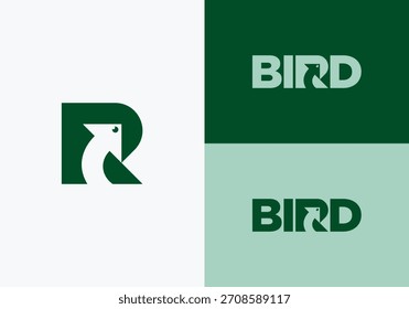 Inspiración de diseño de Vector de logotipo de pájaro de espacio negativo letra R
