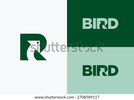 letter R negative space bird logo vector design inspiration