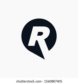 Letter R negative space with bubble Logo Template Vector Design. Social Talk, chat, app, forum, social media. Modern logotype symbol - vector