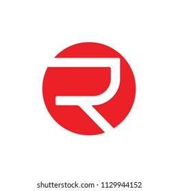 letter r negative space circle logo vector