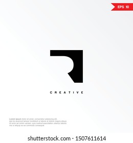 Letter R negative space simple logo icon design template elements. eps10