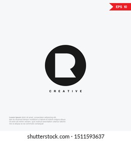 Letter R negative space simple logo icon design template elements