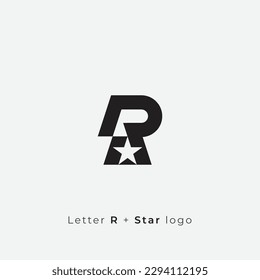 Letter R and negative space Star logo design