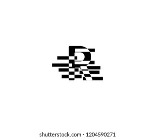 Letter R Negative Square Pattern Logo