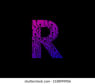 Letter R Network Digital Logo Icon , Technology and digital abstract dot connection vector logo. (sign, symbol, icon, design element). Technology design.