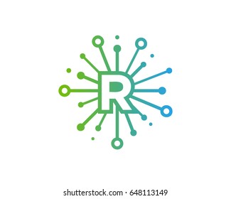 Letter R Network Share Icon Logo Design Element
