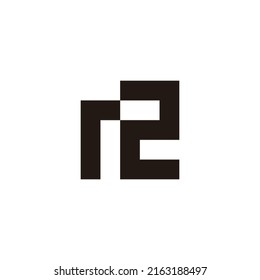 Letter R, Number 2 Square Geometric Symbol Simple Logo Vector