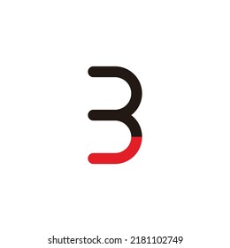 Letter R Number 3, Curve Geometric Symbol Simple Logo Vector