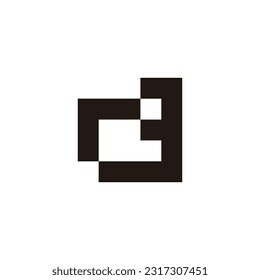 Letter r number 3 square geometric symbol simple logo vector