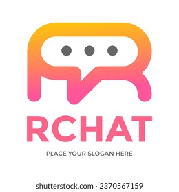 Letter R or number chat vector logo template. This design use communication symbol. Suitable for business