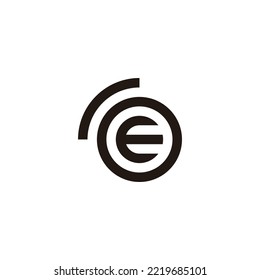 Letter r, o and E circle geometric symbol simple logo vector