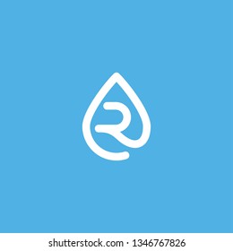 Letter R with Oil Drop or Water for Logo or Icon template, Easy to use on stationary or website