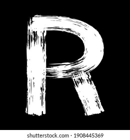 The letter "R" on a black background