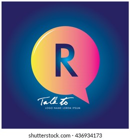 Letter R on bubble talk icon as an integrated communication. Design Template for the communication, commercial, technology and campaign activities
