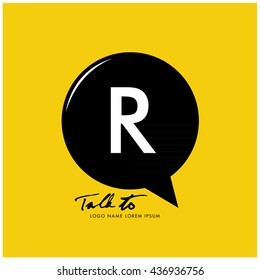 Letter R on bubble talk icon as an integrated communication. Design Template for the communication, commercial, technology, and campaign activities