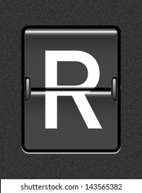 Letter R on a mechanical timetable