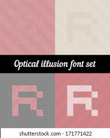 Letter R, Optical illusion pixel font set
