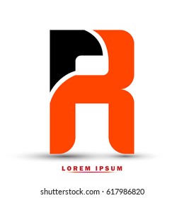 Letter R orange and black