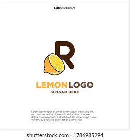 Letter R Orange Juice Logo Template Design Vector Illustration on White Background - Fresh Drink and Beverage Logo for Company - Cafe and Restaurant